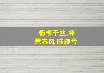 杨柳千丝,绊惹春风 陆婉兮